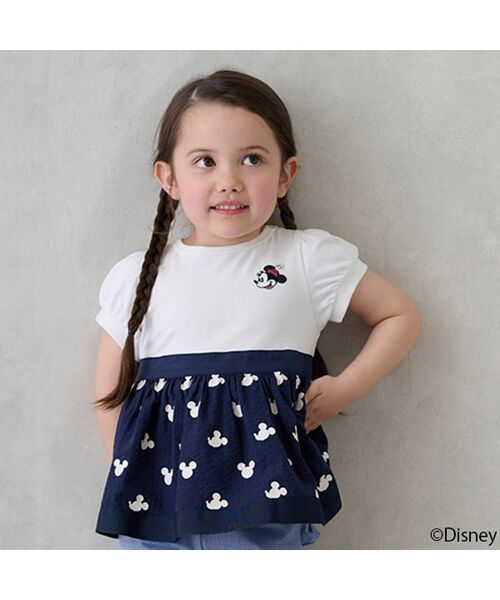 petit main / プティマイン Tシャツ | 【Disney】総柄ドッキングパフT | 詳細1