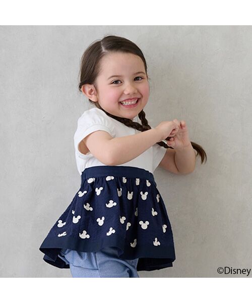 petit main / プティマイン Tシャツ | 【Disney】総柄ドッキングパフT | 詳細2