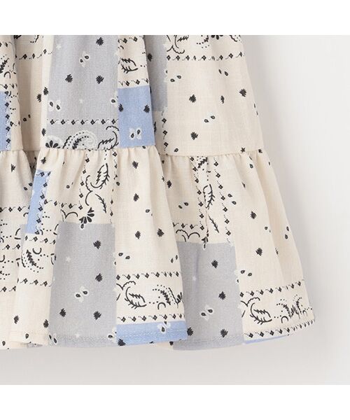 美品★プランテーション 総柄ワンピース 7分袖 日本製 ゆったり M リンク】総柄シャーリングワンピース （ロング・マキシ丈