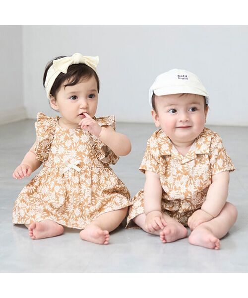 petit main / プティマイン ロング・マキシ丈ワンピース | 【リンク】総柄シャーリングワンピース | 詳細7