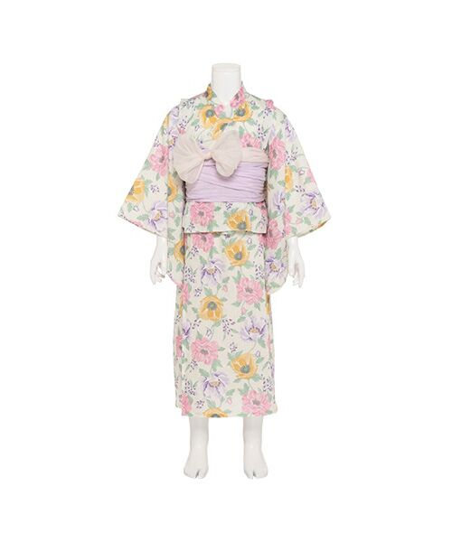 浴衣　花柄　綿麻　夏着物　ゆったり　バチ衿　トールサイズ utatane 浴衣 レディース セット 浴衣/帯/下駄 トールサイズ