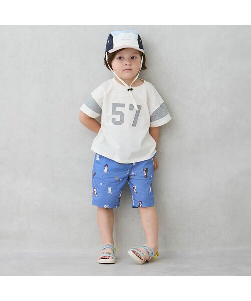 petit main / プティマイン ショート・ハーフ・半端丈パンツ | 総柄ハーフパンツ(ブル-)