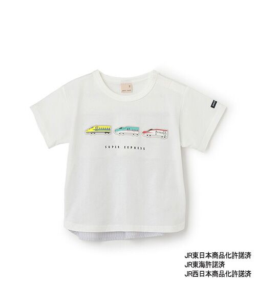 petit main/プティマイン 【新幹線】アソートワッペン半袖Tシャツ オフホワイト 100 petit main/プティマイン 【新幹線】アソートワッペン半袖Tシャツ オフホワイト 100