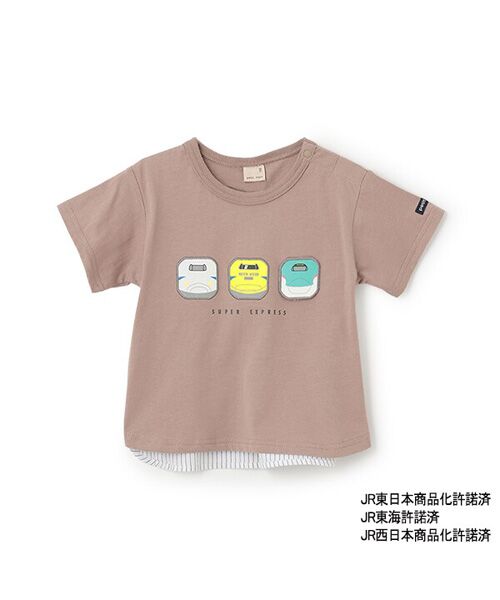 petit main/プティマイン 【新幹線】アソートワッペン半袖Tシャツ モカチャ 100 petit main/プティマイン 【新幹線】アソートワッペン半袖Tシャツ モカチャ 100