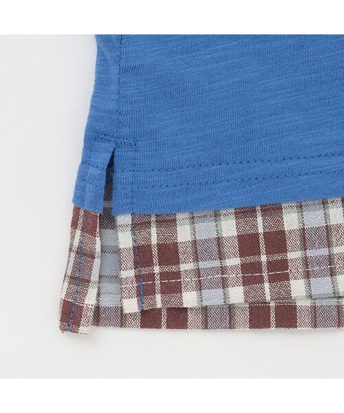 petit main / プティマイン Tシャツ | 【新幹線】裾チェックアップリケ半袖Tシャツ | 詳細11