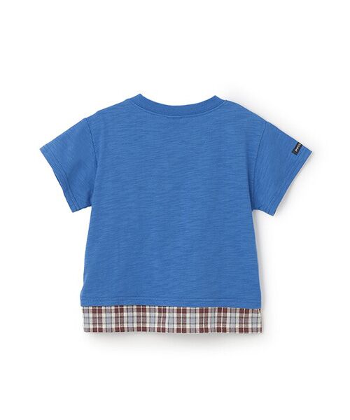 petit main / プティマイン Tシャツ | 【新幹線】裾チェックアップリケ半袖Tシャツ | 詳細4