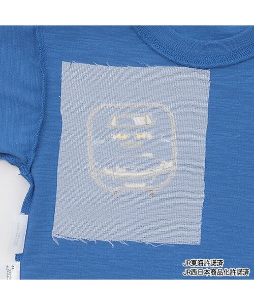 petit main / プティマイン Tシャツ | 【新幹線】裾チェックアップリケ半袖Tシャツ | 詳細8