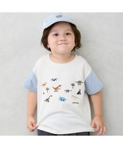 petit main / プティマイン Tシャツ | 恐竜刺繍半袖Tシャツ