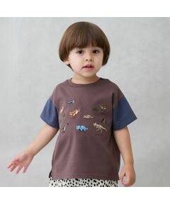 petit main / プティマイン Tシャツ | 恐竜刺繍半袖Tシャツ