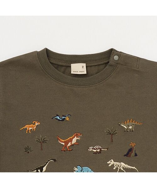 petit main / プティマイン Tシャツ | 恐竜刺繍半袖Tシャツ | 詳細9