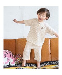 petit main / プティマイン ルームウェア | 【リンク】くま刺繍Wガーゼパジャマ