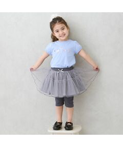 petit main / プティマイン ミニ・ひざ丈スカート | 【接触冷感】5分丈レギ付きチュールSK
