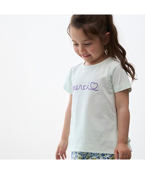 petit main/プティマイン 【水陸両用】ロゴ刺繍Tシャツ ウスカ-キ 90 petit main/プティマイン 【水陸両用】ロゴ刺繍Tシャツ ウスカ-キ 90