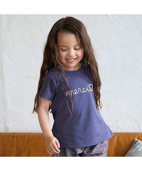 petit main/プティマイン 【水陸両用】ロゴ刺繍Tシャツ コン 100 petit main/プティマイン 【水陸両用】ロゴ刺繍Tシャツ コン 100