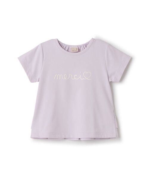 petit main/プティマイン 【水陸両用】ロゴ刺繍Tシャツ ラベンダ- 100 petit main/プティマイン 【水陸両用】ロゴ刺繍Tシャツ ラベンダ- 100
