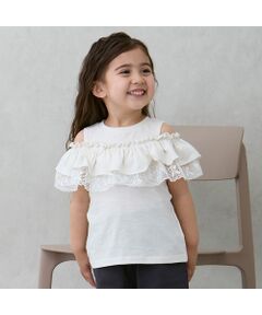 petit main / プティマイン Tシャツ | 【接触冷感/リンク】オフショルレースT