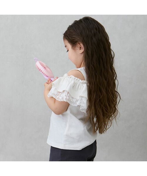 petit main / プティマイン Tシャツ | 【接触冷感/リンク】オフショルレースT | 詳細2