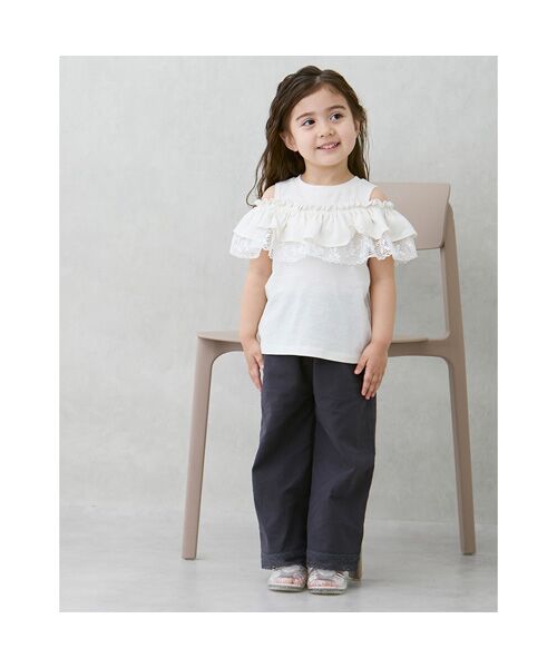 petit main / プティマイン Tシャツ | 【接触冷感/リンク】オフショルレースT | 詳細3