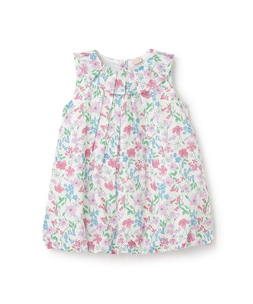 petit main/プティマイン 花柄バルーンワンピース ピンク 80 petit main/プティマイン 花柄バルーンワンピース ピンク 80