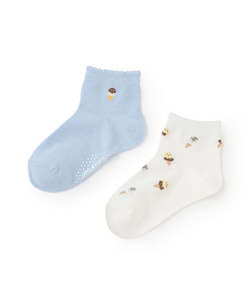 petit main/プティマイン GIRLS接触冷感ソックス2P サックス SS petit main/プティマイン GIRLS接触冷感ソックス2P サックス SS