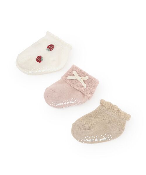 petit main/プティマイン BABY3Pソックス L・ピンク 11-13 petit main/プティマイン BABY3Pソックス L・ピンク 11-13