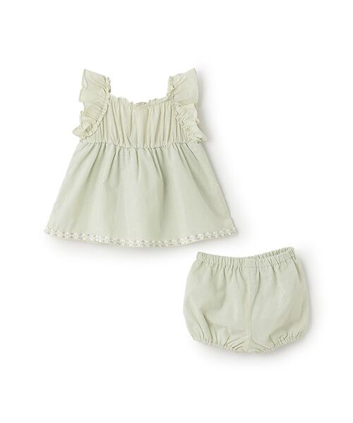 petit main / プティマイン ベビー・キッズウエア | 【リンク】シャーリングティアードOPセットアップ | 詳細1