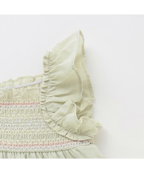 petit main / プティマイン ベビー・キッズウエア | 【リンク】シャーリングティアードOPセットアップ | 詳細3