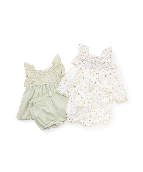 petit main / プティマイン ベビー・キッズウエア | 【リンク】シャーリングティアードOPセットアップ | 詳細9