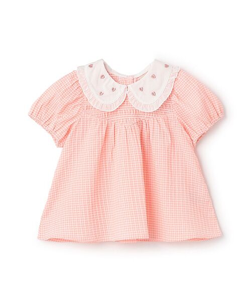 petit main / プティマイン チュニック | 衿ハート刺繍チュニック(ピ-チ)