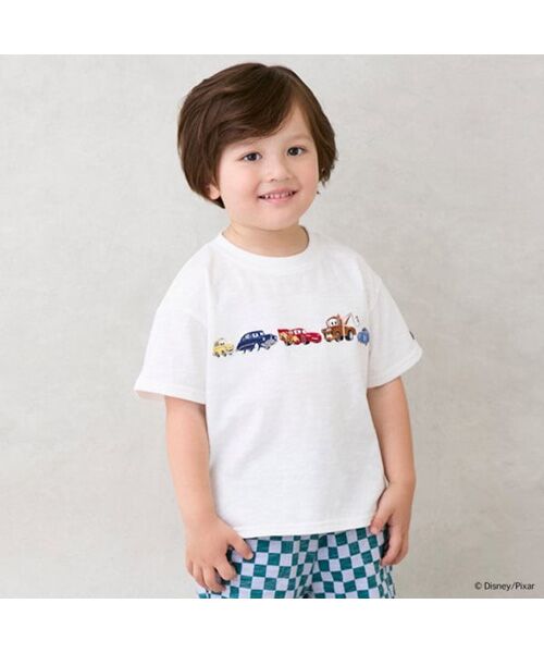 petit main/プティマイン 【Disney】カーズアップリケ半袖Tシャツ オフホワイト 90 petit main/プティマイン 【Disney】カーズアップリケ半袖Tシャツ オフホワイト 90