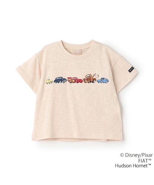 petit main/プティマイン 【Disney】カーズアップリケ半袖Tシャツ ウスベ-ジュ 90 petit main/プティマイン 【Disney】カーズアップリケ半袖Tシャツ ウスベ-ジュ 90