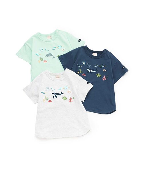 petit main / プティマイン Tシャツ | 海の生き物刺繍半袖Tシャツ | 詳細13