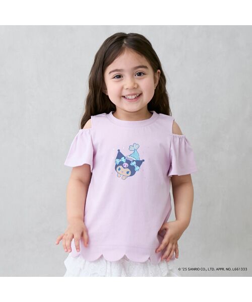 petit main/プティマイン 【サンリオ】肩あきグラフィックTシャツ ピンク 80 petit main/プティマイン 【サンリオ】肩あきグラフィックTシャツ ピンク 80