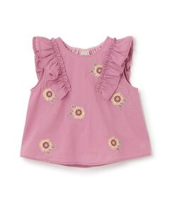 petit main / プティマイン チュニック | ひまわり刺繍ﾁｭﾆｯｸ