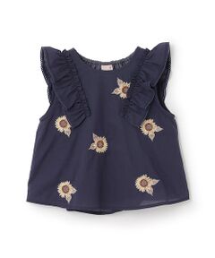 petit main / プティマイン チュニック | ひまわり刺繍ﾁｭﾆｯｸ