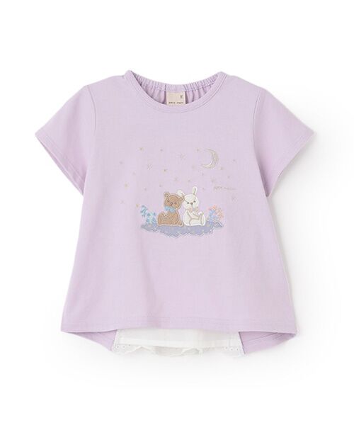 petit main/プティマイン 星空のpupu&tete半袖Tシャツ ラベンダ- 100 petit main/プティマイン 星空のpupu&tete半袖Tシャツ ラベンダ- 100