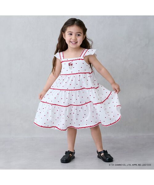 petit main / プティマイン ミニ丈・ひざ丈ワンピース | 【サンリオ】カットティアードワンピース(オフホワイト)
