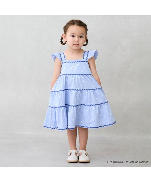 petit main / プティマイン ミニ丈・ひざ丈ワンピース | 【サンリオ】カットティアードワンピース(L・ブル-)