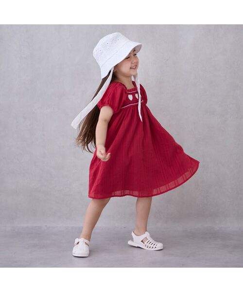 familiar取扱い　M.ferrari　スモッキングワンピース キッズ ☆SALE☆【リンク】ガーリーチェックスモッキング刺繍ワンピース