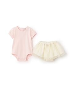 petit main / プティマイン ロンパース | 袖ﾁｭｰﾙﾛﾝﾊﾟｰｽ＋ｽｶﾊﾟﾝｾｯﾄ