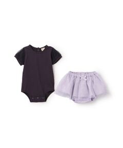 petit main / プティマイン ロンパース | 袖ﾁｭｰﾙﾛﾝﾊﾟｰｽ＋ｽｶﾊﾟﾝｾｯﾄ