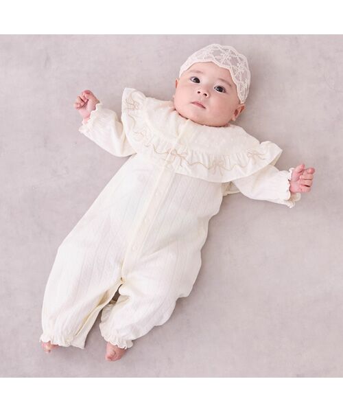 petit main / プティマイン ロンパース | 【ｵｰｶﾞﾆｯｸ】ﾌﾘﾙ刺繍切替2WAYｵｰﾙ | 詳細1