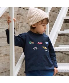 petit main / プティマイン Tシャツ | 働く車刺繍長袖Tｼｬﾂ
