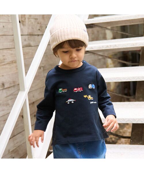 petit main / プティマイン Tシャツ | 働く車刺繍長袖Tｼｬﾂ | 詳細3