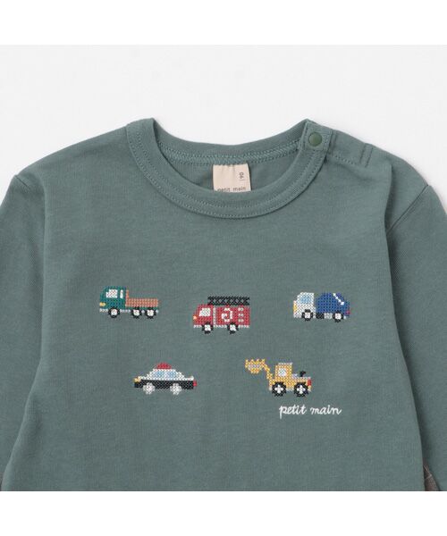 petit main / プティマイン Tシャツ | 働く車刺繍長袖Tｼｬﾂ | 詳細8