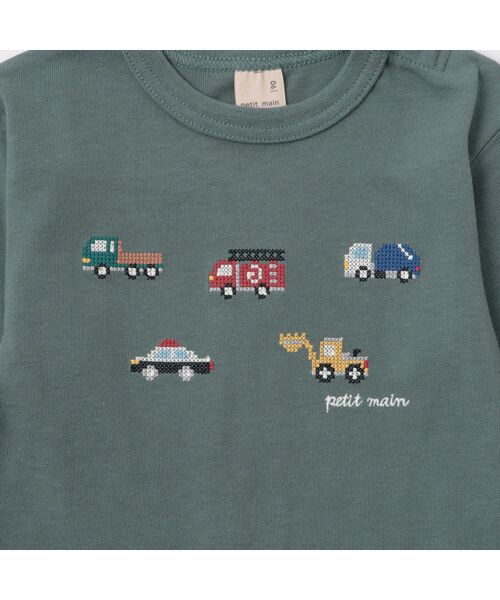 petit main / プティマイン Tシャツ | 働く車刺繍長袖Tｼｬﾂ | 詳細9