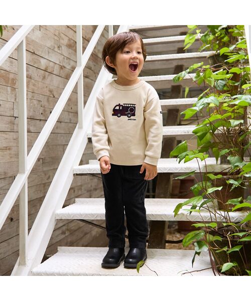 petit main / プティマイン Tシャツ | 働く車アップリケ接結長袖Tシャツ | 詳細4