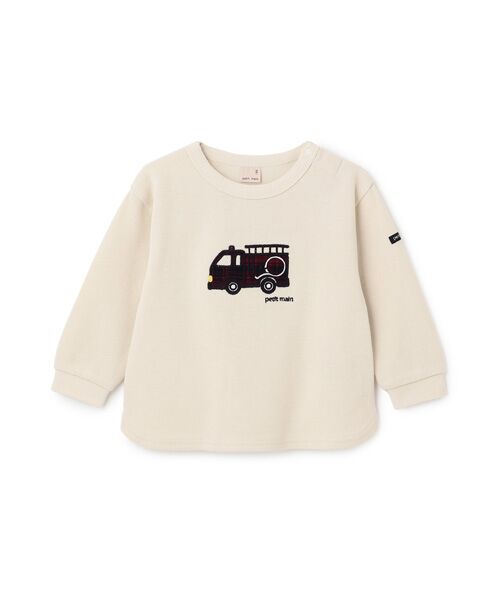 petit main / プティマイン Tシャツ | 働く車アップリケ接結長袖Tシャツ | 詳細5