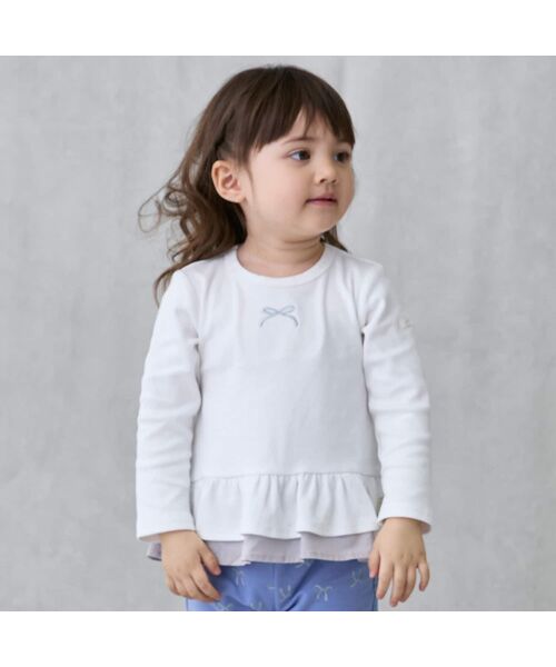 petit main/プティマイン 【オーガニック】ペプラム長袖Tシャツ オフホワイト 110 petit main/プティマイン 【オーガニック】ペプラム長袖Tシャツ オフホワイト 110