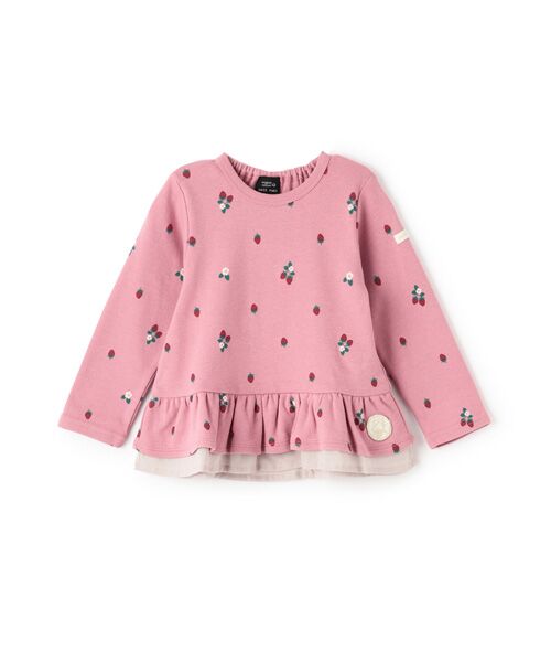 petit main/プティマイン 【オーガニック】ペプラム長袖Tシャツ D・ピンク 100 petit main/プティマイン 【オーガニック】ペプラム長袖Tシャツ D・ピンク 100